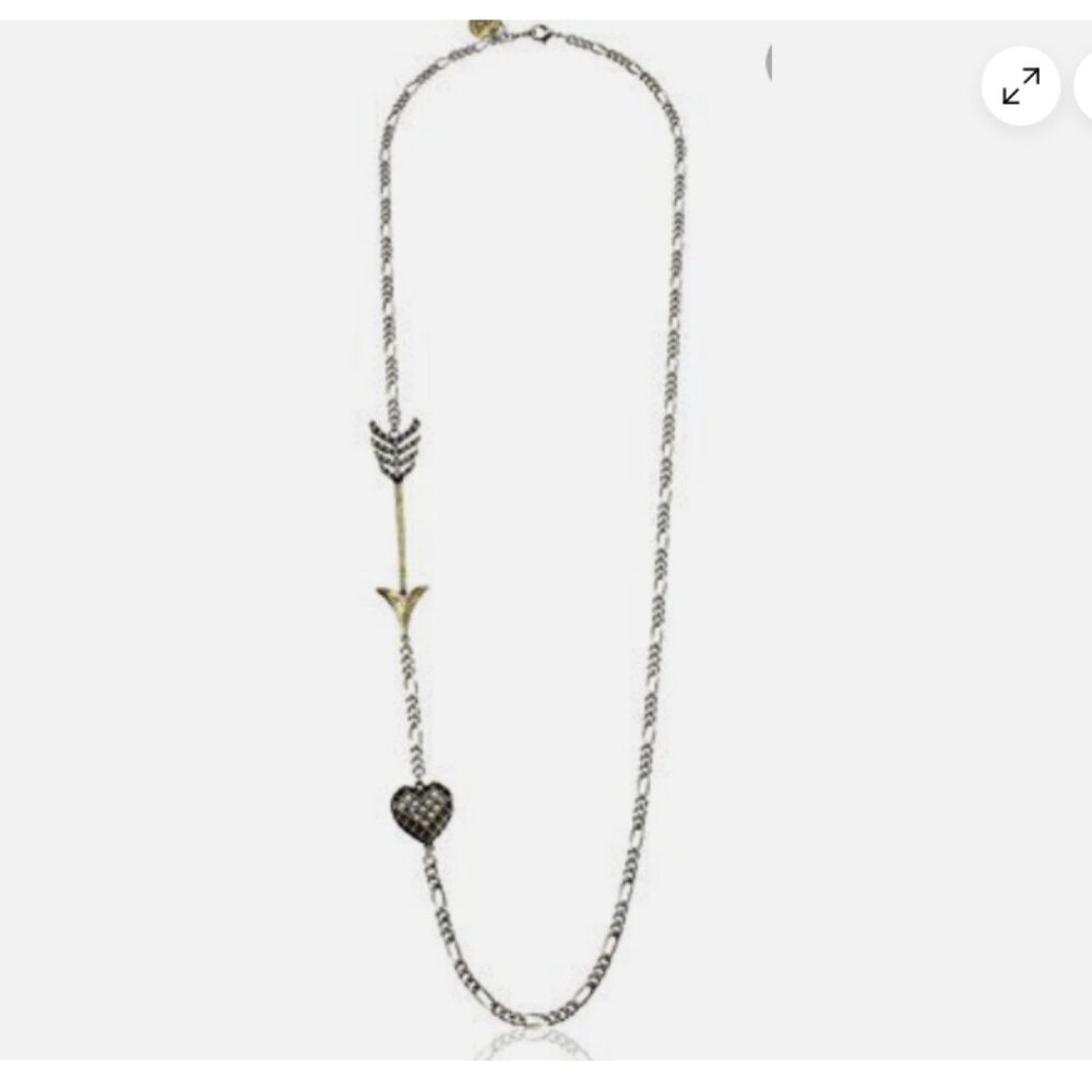 Betsey Johnson Black and Gold Arrow Heart Pendant Necklace